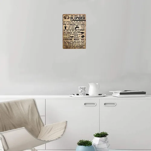Vista 6 de Decoración de pared retro de plomería con texto en inglés «You Know You Are A Plumber Metal Tin Signs», póster divertido para cocina, baño, baño