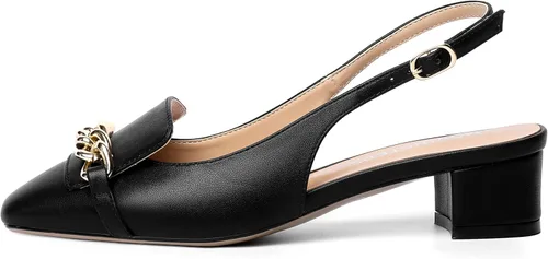 Vista 2 de Zapatos de tacón bajo con hebilla mate para mujer, con correa ajustable, con correa ajustable, tacón bajo, 1.5 pulgadas