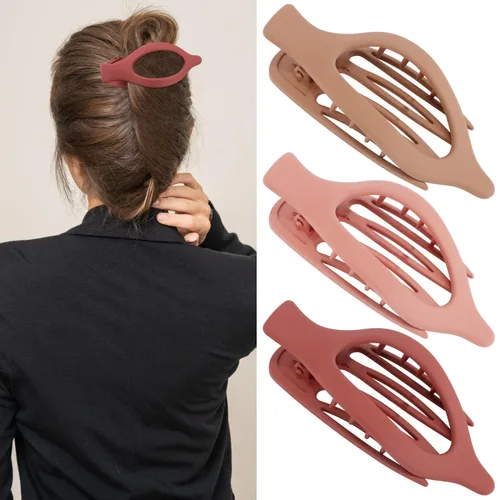 Vista 10 de ATODEN Pinzas planas para el cabello, 3 piezas, French Concord - Pinzas de mandíbula neutras grandes para cabello fino/grueso, blanco, marrón, negro