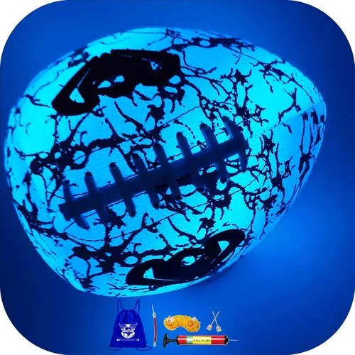 Vista 8 de Balón de fútbol que brilla en la oscuridad, balón de fútbol de cuero holográfico azul brillante para hombres y mujeres entrenamiento