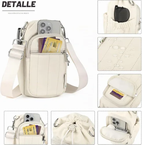 Vista 6 de Rueesh Bolsa para botella de agua con correa ajustable, bolsa de transporte de botellas con aislamiento RFID, bolsa cruzada para caminar