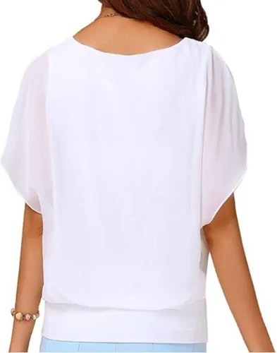Vista 2 de VIISHOW - Blusa de gasa y de manga corta para mujer estilo holgado y casual