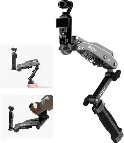 Vista 9 de Movmax Brazo de cuchilla para DJI Pocket 3, insta360/Gopro Hero, soporte de cámara con ventosa con tornillo de 1/4, DJI Osmo Pocket 3 Accesorios