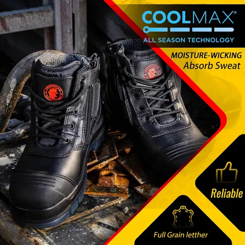 Vista 2 de Rockrooster AK050 - Botas de trabajo para hombre, puntera de acero, cremallera YKK, 6in, antideslizantes y resistentes al deslizamiento, piel