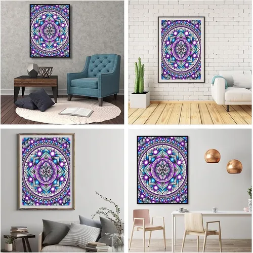 Vista 6 de JFYHAB Kits de pintura de diamantes de mandala para adultos, kits de arte de diamantes de imitación 5D para adultos, niños y principiantes, kit