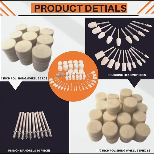 Vista 8 de 100 Ruedas de Pulido y Abrillantado para Kit de Pulido Dremel, Ruedas de Pulido para Accesorios de Herramientas Dremel, con Vástago de 1/8
