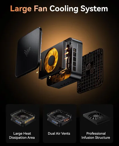 Vista 8 de KAMRUI Mini PC E3B, AMD Ryzen 5 PRO 7640HS, 24GB LPDDR5, 512 GB SSD