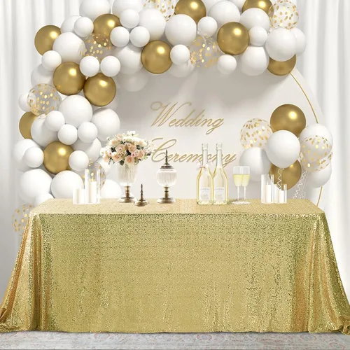Vista 17 de Hahuho Mantel rectangular de lentejuelas de 50x80 pulgadas, color champán, mantel con purpurina para decoración de despedida de soltera, cumpleaños