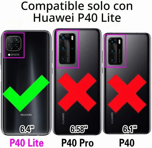 Vista 2 de Asuwish Funda para Huawei P40 Lite con protector de pantalla de vidrio templado y accesorios de celda, delgada TPU silicona protectora Hawaii Nova 6