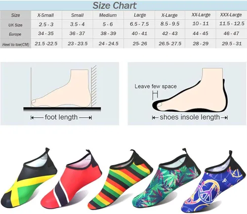 Vista 5 de VOARYISA Zapatos de agua para mujeres y hombres de secado rápido, zapatos de playa para surf al aire libre, yoga, ejercicio, bandera de Jamaica