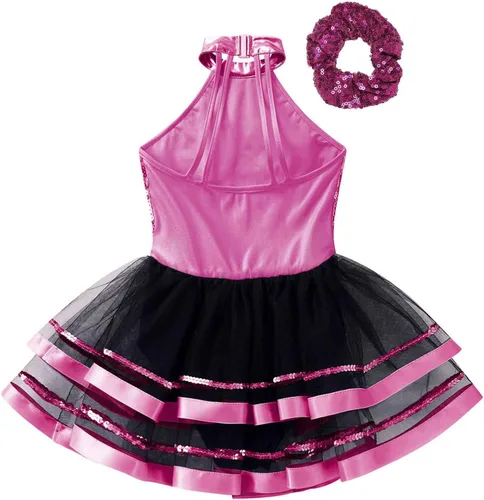 Vista 42 de CHICTRY Vestido tutú de ballet con lentejuelas brillantes para niñas y niñas, moderno disfraz de baile latino de jazz