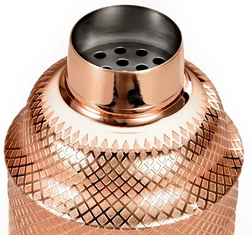 Vista 22 de Barfly Juego de coctelera japonesa de 3 piezas con entramado de diamante (24 onzas/23.7 fl oz), cobre antiguo