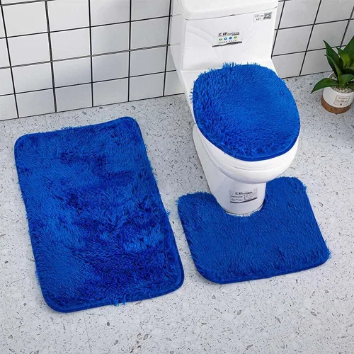 Vista 17 de Juego de 3 tapetes de baño para baño, suaves, antideslizantes, suaves, en forma de U, tapete para inodoro, tapete de baño y tapa de inodoro