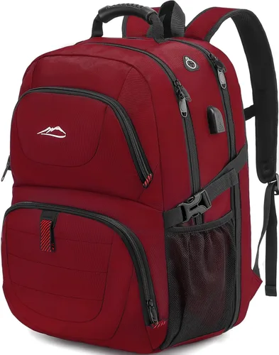 Vista 9 de ProEtrade Mochila de viaje extra grande para portátil, antirrobo, para escuela y negocios, con puerto de carga USB, para portátil de 17 pulgadas