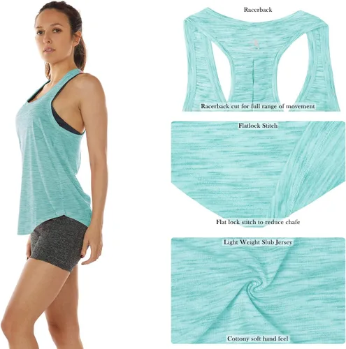 Vista 5 de icyzone - Camiseta de tirantes con espalda cruzada para mujer, camiseta atlética para hacer yoga, para correr, ir al gimnasio y ejercitar