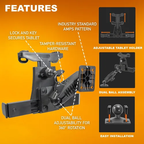 Vista 2 de iBOLT TabDock Dock'n Lock Bizmount - Soporte de base de taladro de bloqueo industrial resistente para todas las tabletas de 7 a 10 pulgadas