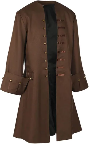 Vista 2 de Abrigo pirata para hombre, disfraz medieval steampunk vintage, abrigo de Halloween pirata cosplay