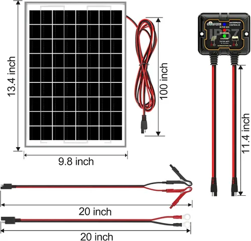 Vista 7 de SOLPERK Kit de panel solar de 10 W 12 V, cargador de batería solar impermeable + controlador MPPT inteligente + soporte de montaje ajustable