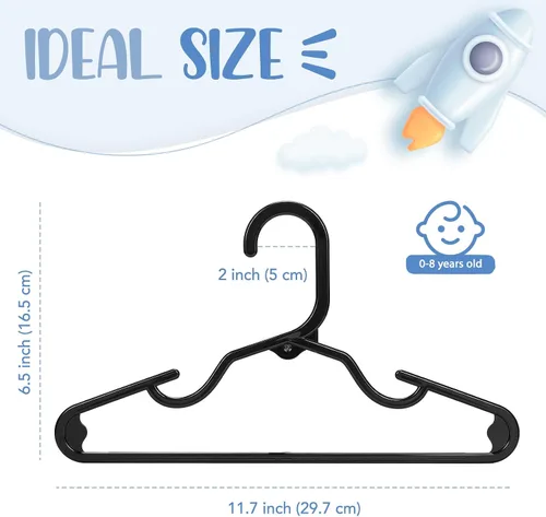 Vista 8 de HOUSE DAY Perchas de plástico para bebé, paquete de 20, perchas de plástico duradero para ropa de bebé, perchas delgadas y compactas para niños