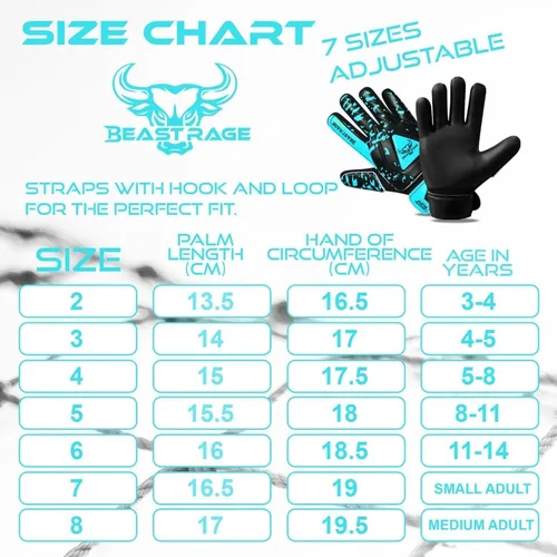 Vista 4 de BEAST RAGE Guantes de portero para niños con soporte de agarre, guante de fútbol juvenil, guante de fútbol para niños, guante de fútbol para niños