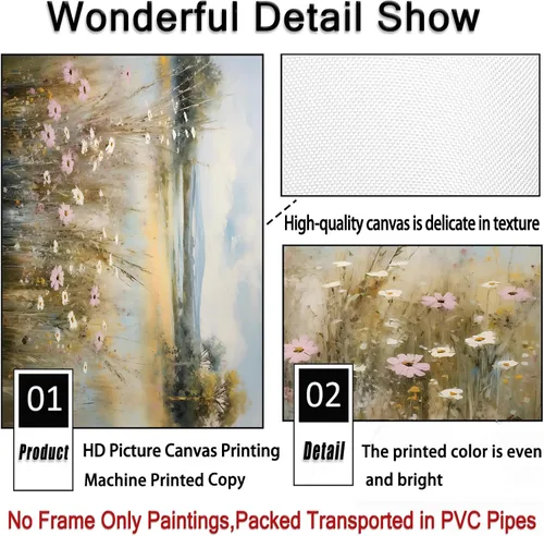 Vista 5 de BACKYMRJCART Arte de pared de paisaje vintage, pinturas de flores silvestres, paisaje de flores silvestres, 16 x 24 pulgadas, sin marco