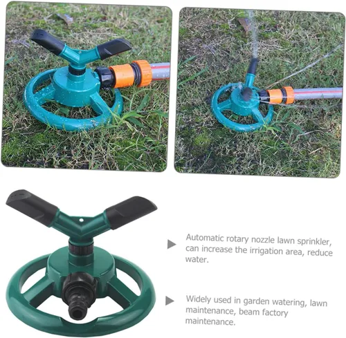 Vista 4 de Wakauto Automatic Rotating Lawn Sprinkler Spray Mode Garden Watering Tool with Stable Base for Vegetable and Above Ground Irrigation