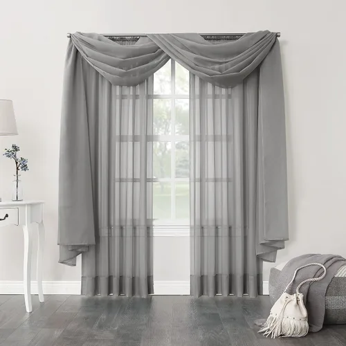 Vista 3 de No. 918 Emily Panel de cortina de gasa transparente Gris antracita