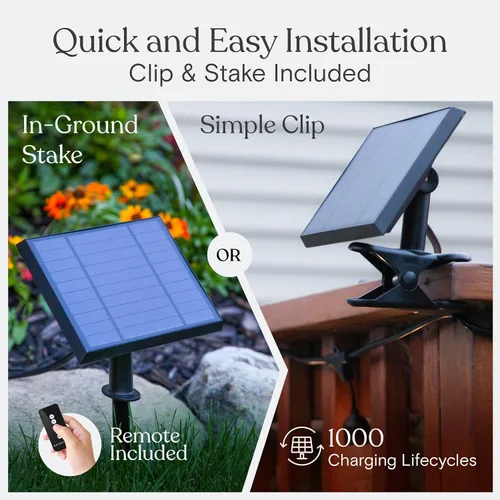 Vista 3 de Ambience Pro - Cadena de luces solares con un panel solar de repuesto adicional, grado comercial