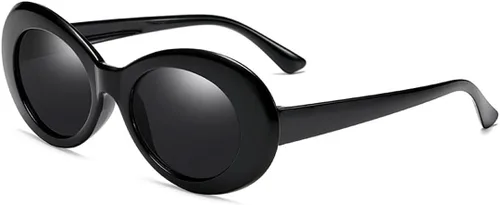 Vista 9 de Gafas de sol redondas ovaladas blancas gruesas y atrevidas gafas ovaladas Mod Retro Vintage Kurt Cobain inspiradas lentes de sol Paquete de 2 blanco2