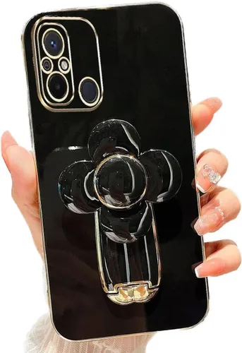 Vista 87 de Miagon - Funda con soporte para Xiaomi Redmi A1, galvanizado suave TPU protector delgado a prueba de golpes con molinete giratorio soporte de flores