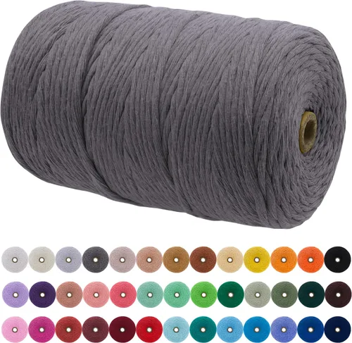 Vista 115 de JeogYong Cordón de macramé de un solo hilo 3 mm x 109 yardas (328 pies) Cuerda de algodón suave Hilo de macramé de 3 mm, suministros de macramé
