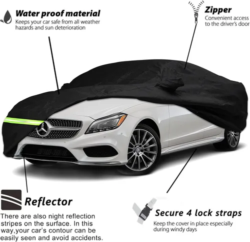 Vista 2 de YIXIN Funda impermeable de automóvil para Mercedes Benz Clase C C250 C300 C350 C400 C450 C63 AMG Sedan 190T 2008-2026, ajuste personalizado, correa