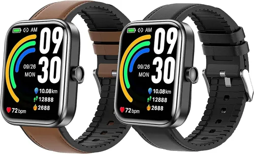 Vista 9 de Lamshaw Correa compatible con TOZO S3 Smart Watch, correa de repuesto de silicona de cuero transpirable compatible con TOZO S3, S5 Smart Watch Negro