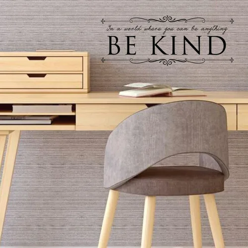 Vista 2 de Calcomanía inspiradora para pared, diseño de texto en inglés «In A World Where You Can Be Anything Be Kind», decoración para el hogar, aula
