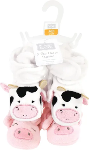 Vista 2 de Hudson Baby Botines de forro polar unisex para bebé, cerdo vaca, 12-18 meses, Cerdo de vaca