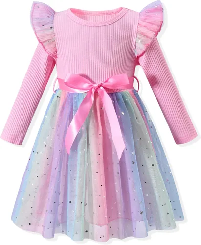 Vista 23 de Vestido de tul de manga larga para niña pequeña de 1 a 5 años Negro