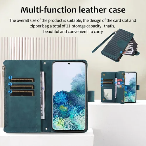 Vista 3 de Asuwish Funda de teléfono para Samsung Galaxy S20 FE 5G 6.5 pulgadas con protector de pantalla de vidrio templado y tarjetero con cremallera