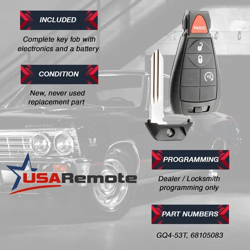 Vista 3 de USARemote Llavero de plástico negro para Jeep Cherokee o Ram Pickup SUV 2013-2018