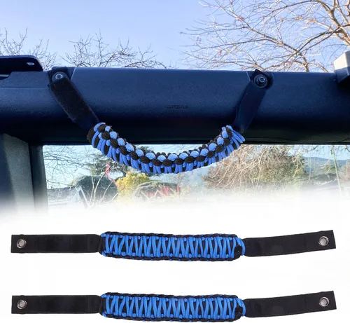 Vista 13 de Asas de agarre para barra antivuelco, mango de agarre Paracord para Ford Bronco, paquete de 2 (color negro)