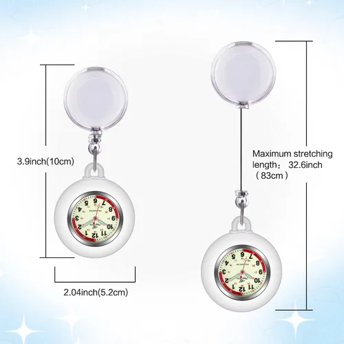Vista 2 de SIBOSUN Watches for Women Nurse Watch Silicone Retractable Fob Clip on Watch for Women Nurses Lady Doctors Students with Second Hand Clip Medical