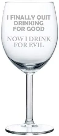 Vista 3 de Copa de vino I Finally Dejé de Beber For Good Now I Drink For Evil Funny (17 oz sin tallo)