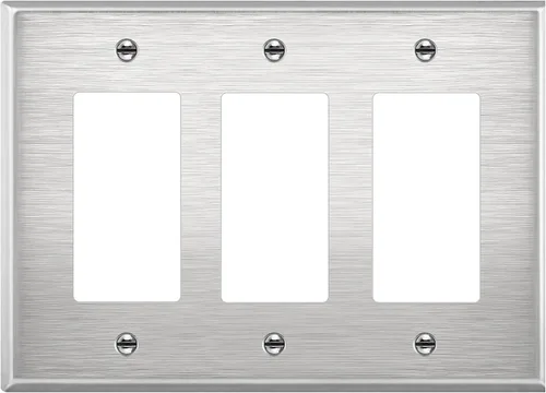 Vista 27 de ENERLITES Placa decorativa doble de metal para interruptor o receptáculo, placa de pared de acero inoxidable, resistente a la corrosión