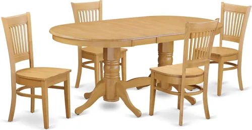 Vista 8 de East West Furniture VANC5-ESP-C - Juego de mesa de comedor de 5 piezas para 4 personas, incluye una mesa de cocina ovalada con hojas de mariposa y 4