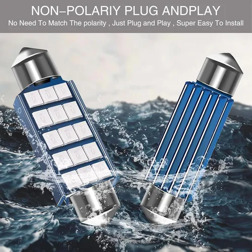 Vista 9 de UGSHY 2 unidades de bombillas LED para auto extremadamente brillantes, 1.6" 6000K 2835 Chipsets 1200LM para luces LED interiores de domo, mapa