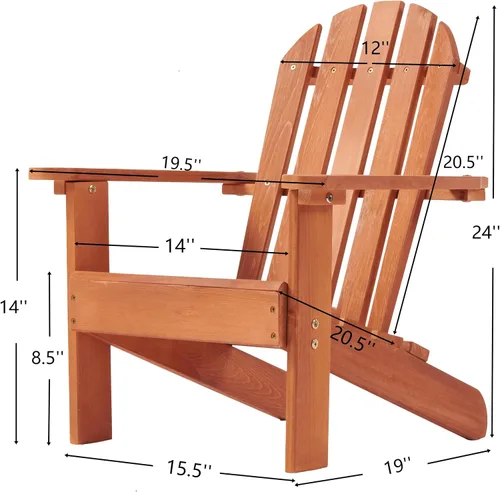 Vista 2 de Silla Adirondack en miniatura de madera maciza Hemlock, tumbona compacta para patio al aire libre, resistente a la intemperie, asiento de hoguera