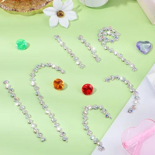 Vista 5 de Kigeli Bling Adorno de Diamantes de Imitación con Cadena de Cristal, Adorno de Diamantes de Imitación para Costura, Adornos para Vestidos DIY, Ropa