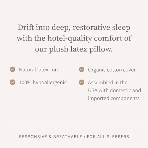 Vista 5 de Almohada de Látex Saatva - Altura Estándar (4" - 5") - Almohada Hipoalergénica con Núcleo de Látex Triturado - Transpirable - Funda de Algodón
