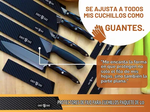 Vista 5 de Chef Sac Protectores de bordes de cuchillo, cubierta universal para cuchillo y protector profesional de cuchillos, protectores de cuchillos