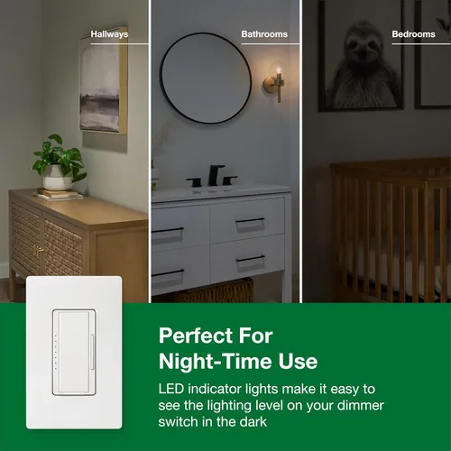 Vista 5 de Lutron - Interruptor de atenuación Maestro LED+ para bombillas LED regulables, halógenas e incandescentes, 150 W/unifolar o multiubicación, Biscuit