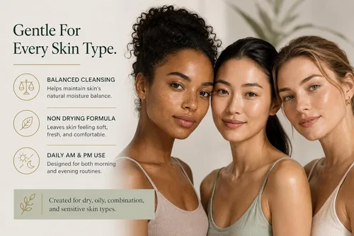 Vista 3 de EARTHEN - Limpiador facial diario sin sulfato para mujeres y hombres, limpiador facial vegano suave para pieles sensibles, elimina el maquillaje